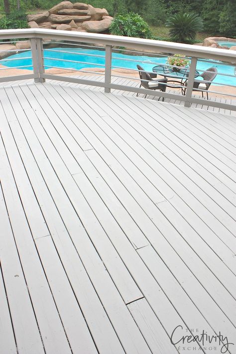 Best paints (and stains) to use for outdoor wood decks, stairs and exterior wood that have a great finish and will last. Light Grey Decking Paint, Painted Wood Deck, Outdoor Wood Decking, Deck Paint Colors, Deck Stain Colors, Wood Decks, Deck Colors, Deck Paint, Outdoor Deck Furniture