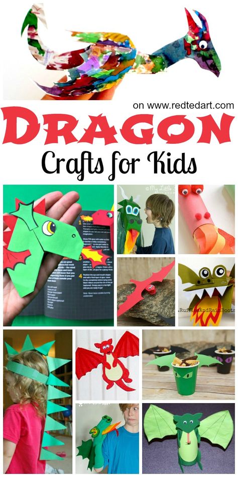 Dragon Crafts for kids!! A roundup of fun crafts all about dragons! #craftsforkids #dragoncrafts Eisteddfod Crafts For Kids, Dragon Party Activities, Knight Crafts For Kids, Dragon Crafts For Kids, Daffodil Craft, Castles And Dragons, St Davids Day, Diy Paper Art, St David