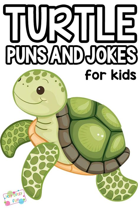 Turtle Puns and Jokes for Kids Turtle Jokes, Monkey Puns, Octopus Puns, Turtle Puns, Clean Puns, Puns For Kids, Shark Puns, Kid Puns, Fish Puns