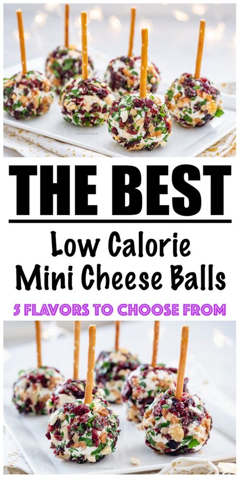 Low Cholesterol Appetizers, Low Calorie Party Snacks, Low Calorie Party Food, Low Calorie Appetizers For Party, Low Calorie Christmas Recipes, Low Carb Appetizers Finger Foods, Low Calorie Dips, Low Fat Appetizers, Mini Cheese Balls Recipe