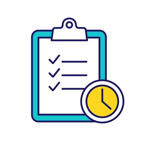 Time management color icon. Task planning. Deadline. Tasks list. Isolated vector illustration Time Management Icon, Time Management Illustration, Time Management Aesthetic, Task Icon, Management Illustration, Task Calendar, Tasks List, Management Logo, Lesson Plan Book