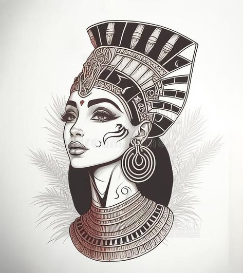 Goddesses Tattoo, Brunette Drawing, Drawing Crown, Mythology Goddesses, Egyptian Pharaoh, Tattoo Models, Royalty, Jewelry Design, Queen