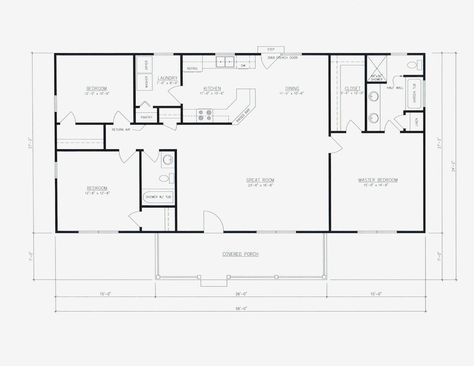 3 Bedroom 2 Bath House Plan Floor Plan. Great Layout 1500 Sq - Etsy Ireland Rectangle House Plans, 3 Bedroom Home Floor Plans, 1500 Sq Ft House, 3 Bedroom Floor Plan, Houston Houses, Plan Floor, 2 Bedroom House Plans, House Plans 3 Bedroom, Barndominium Floor Plans