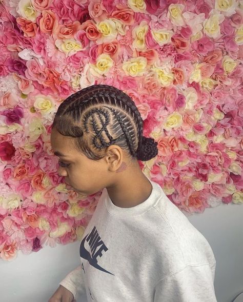 Dollar Sign Cornrows, Stitch Braids Into Bun With Design, Bhaddie Hairstyle, Cute Cornrows, Cornrow Styles, Big Box Braids Hairstyles, Quick Natural Hair Styles, Braided Styles, Braids Hairstyles Pictures