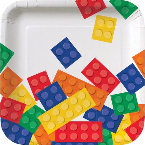 Block Party 7" Cake Plate (8 Count) Block Party Desserts, Blocks Center, Block Birthday Party, Mega Blocks, Lego Birthday, Lego Party, Block Party, Party Stores, Party Desserts