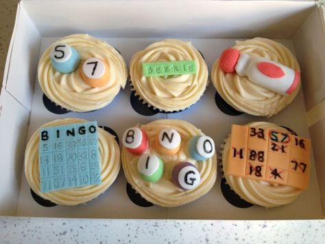 BINGO cupcakes Bingo Cupcakes Ideas, Bingo Cupcakes, Bingo Cookies, Bingo Cake, Cupcakes Ideas, Moms Birthday, House Cake, Cake Flowers, Home Bakery