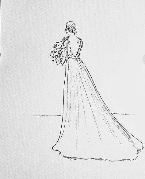 ✨A quick sketch of the beautiful bride ✨ (5”x7” pen sketch on watercolor paper) #bethbeeart #weddingart #weddingdress #bridetobe #beautifulbride #weddingartist #herecomesthebride #onceuponatime #oncewed #alwaysairyandforeverdreamy #greenweddingshoes #smpweddings Sketch Of Bride, Aesthetic Pencil Sketch, Bride And Friends, Bride Sketch, Wedding Artist, Artistic Wedding, Pen Sketch, Bee Art, Wedding Art