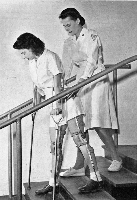 Afo Brace, Leg Braces, Vintage Medical, Crutches, How To Go, Vintage Pictures, Braces, Stairs, Male Sketch