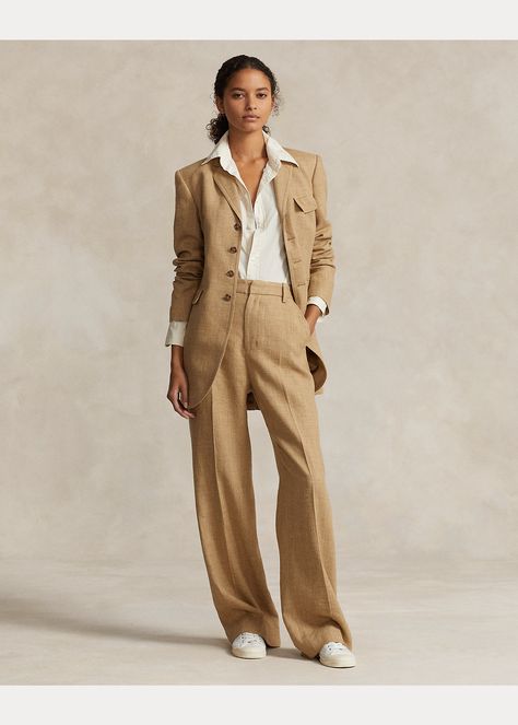 Parisienne Style, Business Jacket, Tweed Trousers, Blazer Jackets For Women, Women Ralph Lauren, Linen Suits, Summer Linen, Tweed Fabric, Spring Jackets