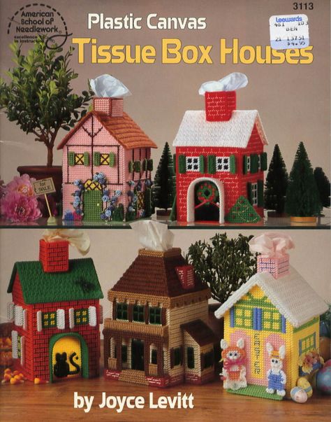 Free Plastic Canvas Pattern Tissue Box Houses Halloween Roses, Tudor Cottage, Plastic Canvas Books, Box House, Plastic Canvas Pattern, English Tudor, Cute Cottage, Plastic Canvas Tissue Boxes, Plastic Canvas Patterns Free