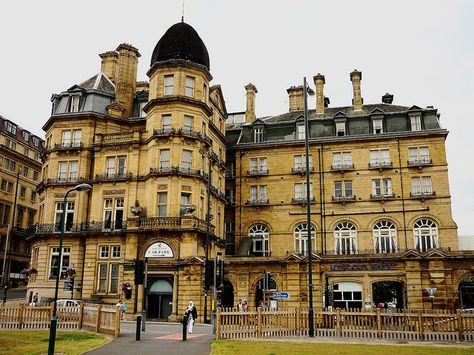 The Midland Hotel in Bradford, West Yorkshire. A former railway hotel. Bradford England, Midland Hotel, Christmas In England, Bradford City, Yorkshire Uk, Northern England, Public Sculpture, Family Heritage, Cozy Aesthetic