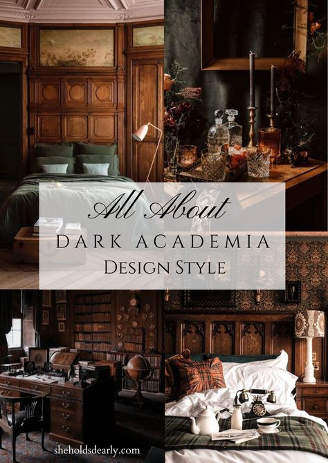 All About Dark Academia Style - She Holds Dearly Dark Academia Design, Dark Academia Interior, Dark Academia Home, Academia Bedroom, Dark Academia Room, Academia Room, Dark Academia Style, Dark Academia Decor, Dark Bedroom