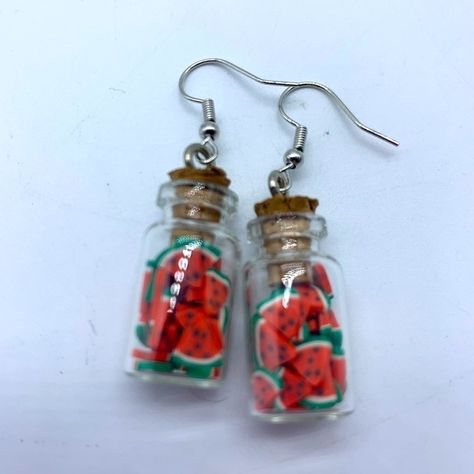 Be Sure To Check Out My Other Items And Bundle For A Great Deal. This Is A Pair Of Fashion Earrings. Each Earring Is A Mason Jar With Watermelon Slices In It. The Watermelon Slices Move Around. Very Unique And Super Cute. Measurements Are Approximate And Are Pictured. H=1.25in W=0.5in Gummy Bear Candy, Vintage Statement Earrings, Sea Blue Color, Crystal Statement Earrings, Vintage Wreath, Abstract Earrings, Food Earrings, Watermelon Slices, Vintage Bunny