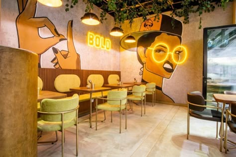 Fun Restaurant, Small Restaurant Design, Doner Kebab, Small Restaurant, Bar Design Restaurant, Restaurant Ideas, Organic Produce, Cafe Wall, Cafe Interior Design