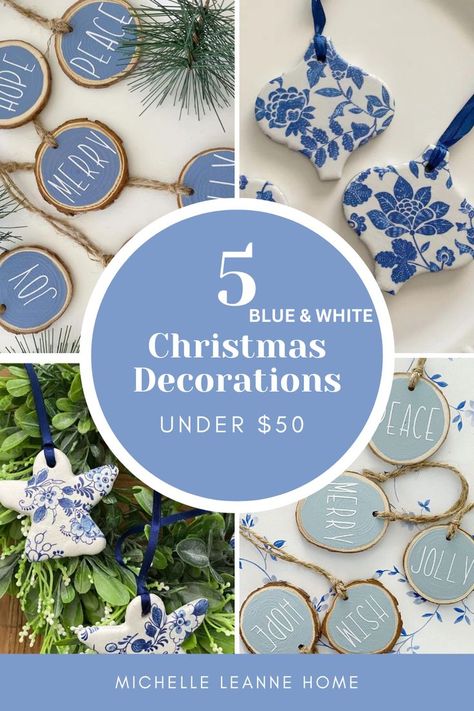 assorted christmas ornaments including chinosierie angels and delft ceramic ornaments and wooden tree ornaments in blue and white suitable for a coastal hamptons home Diy Blue And White Christmas Ornaments, Blue Toile Christmas Tree, White Christmas Decorations, Blue And White Home, Blue And White Christmas, Blue Christmas Ornaments, White Christmas Ornaments, Xmas Theme, Toile Pattern