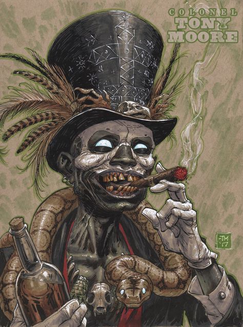 Sketch of the Day! BARON SAMEDI — COLONEL TONY MOORE Voodoo Costume, Voodoo Priest, Voodoo Tattoo, Voodoo Halloween, Voodoo Art, Orishas Yoruba, Baron Samedi, Papa Legba, Witch Doctor