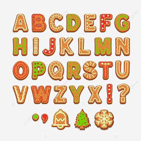 Alphabet Gingerbread Christmas Decoration Design Set Gingerbread Alphabet, Alphabet Decoration, Promotion Decoration, Alphabet Cookies, Colorful Alphabet, Gingerbread Christmas Decor, Gingerbread Decorations, Christmas Tree Branches, Christmas Vector