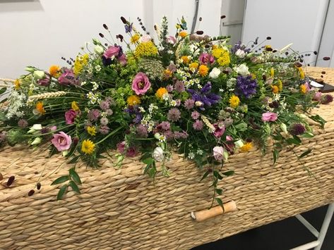 Wicker Casket Flowers, Wildflower Casket Spray, Coffin Flowers, Portfolio Career, Cedric Morris, Coffin Spray, Mum Flowers, Casket Spray, Casket Flowers