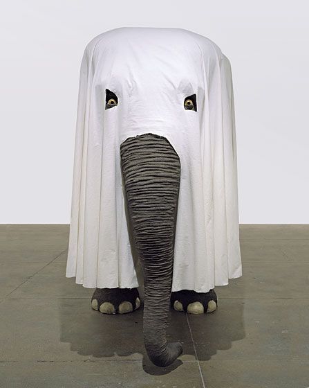 Maurizio Cattelan - Not Afraid of Love Afraid Of Love, Elephant Love, An Elephant, Cool Halloween Costumes, Peek A Boo, Make Me Smile, Trunk, Funny Animals, Cape