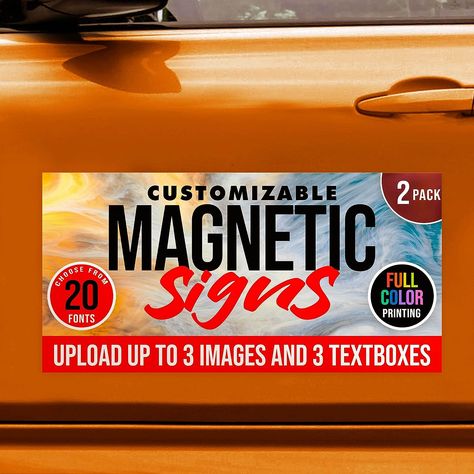 *Disclaimer - Not all vehicles are receptive to magnet. Thus, our car magnets will not stick onto vehicles made of aluminum and fiberglass. We highly recommend for you to test the surface you will be using magnets on before purchasing. PERSONALIZED MAGNETIC SHEETS - If you are looking for a great way to advertise your business, we have what you need! Car Decals Vinyl Magnets, Real Estate Car Magnet Ideas, Car Magnets Advertising Business, Car For Sale Sign, Vehicle Signage Vans, Business And Advertising, Signs For Business, Vinyl Magnets, Advertise Your Business