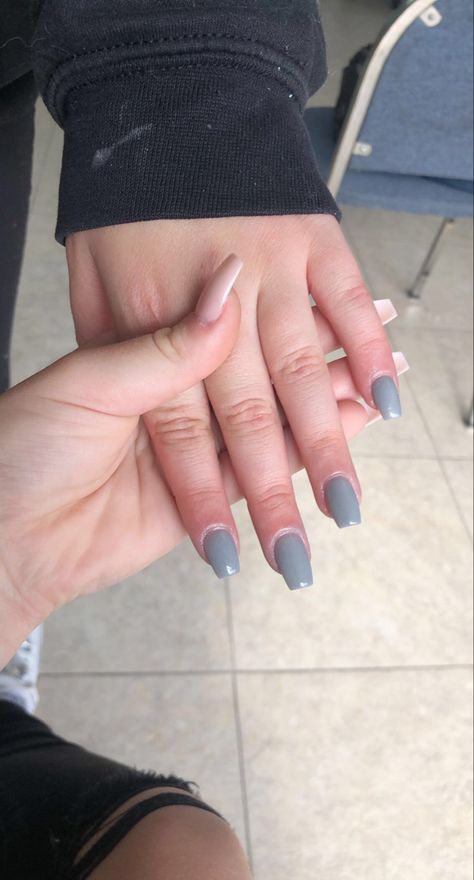 Nails For Blue Dress, Dusty Blue Nails, Wedding Day Nails, Solid Color Nails, Color Nails, Prom Nails, Blue Nails, Wedding Nails, Winter Nails