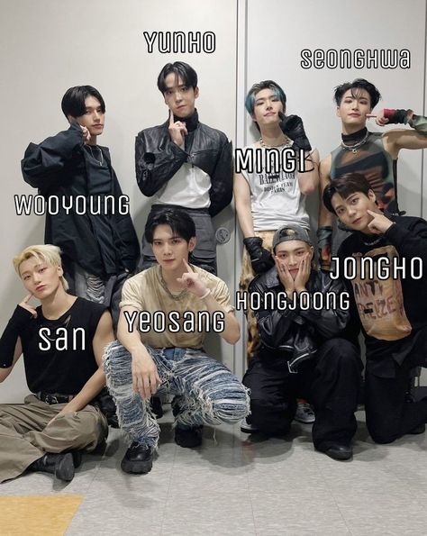 Ateez Group Photo Names, Ateez Age Order, Ateez Names And Faces, Ateez Guide, Ateez Names Members, Ateez Group Photo With Names, Ateez Members Names, Ateez Names, Ateez Say My Name