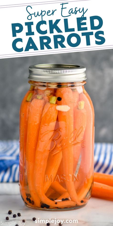 How To Pickle Carrots Quick, Pickle Carrots Recipe, Picked Red Onions Quick, Easy Pickled Carrots Recipe, Quick Pickled Carrots, Pickled Items, Pickled Carrots Recipe, Rhubarb Jelly, Green Onions Recipes