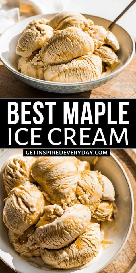 Homemade Maple Ice Cream Fall Ice Cream Flavors, Maple Ice Cream Recipe, Kitchen Aid Ice Cream Recipes, Maple Walnut Ice Cream, Fall Ice Cream, Maple Ice Cream, Kitchen Aid Ice Cream, Pie Pecan, Pumpkin Crisp