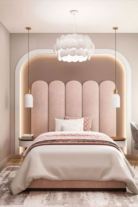 Bedroom Inspirations Luxury, Bedroom Aesthetic Pink, Bedroom Ideas Pink, Pink Wallpaper Bedroom, Pink Kids Bedrooms, Fancy Bedroom, Pink Bedroom Design, Girl Room Inspiration, Pink Bedroom Ideas