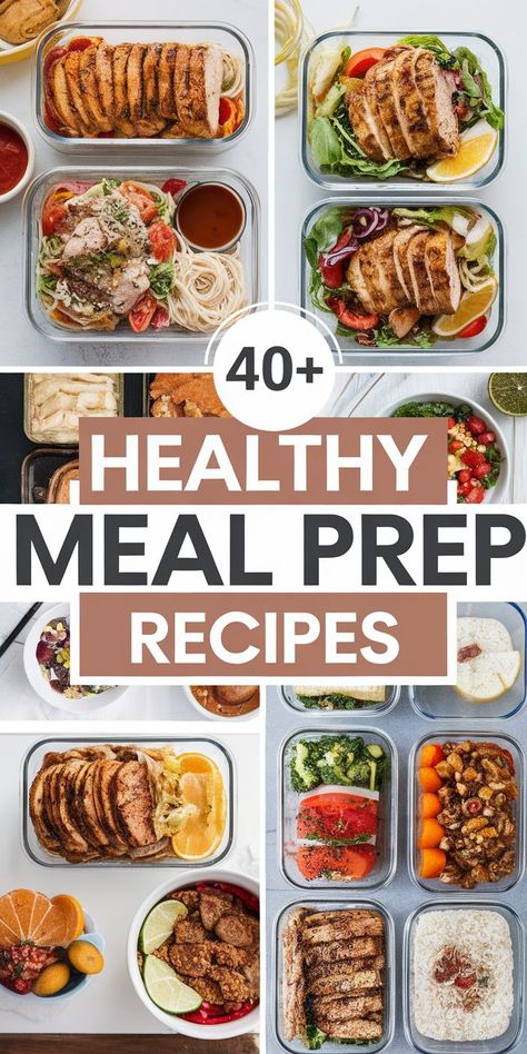 40+ Healthy Meal Prep Recipes for a Healthier Lifestyle Low Fat Meal Prep For The Week, Healthy Asian Meal Prep Recipes, Chicken Meal Prep For The Week, Healthy Family Meal Prep, Meal Prep With Grocery List, Low Fat Meal Prep, Simple Healthy Meal Prep, Burrito Bowl Meal Prep, Budget Meal Prep