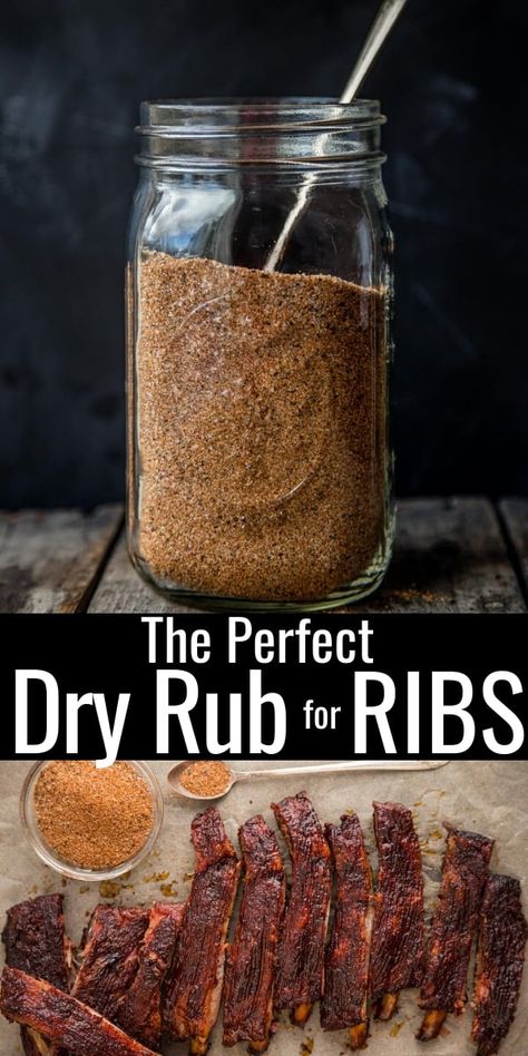 This is the ultimate dry rub recipe for ribs. It has the perfect balance of sweet and savory flavors to give you the most flavorful smoked ribs in low and slow cooking! Dry Rub Ribs, Rub For Ribs, Rib Rub Recipe, Bbq Rub Recipe, Dry Rub For Ribs, Smoked Recipes, Homemade Dry Rub, Spice Rubs, Smoked Pork Ribs