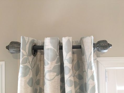 Small Curtain Rods Large Window, Small Curtain Rods Ideas, Partial Curtain Rod, Drapes On Short Rods, Spring Curtain Rods Window Treatments, Curtain Rods Short, Faux Curtain Rod, Creative Curtain Rods, Mini Curtain Rods