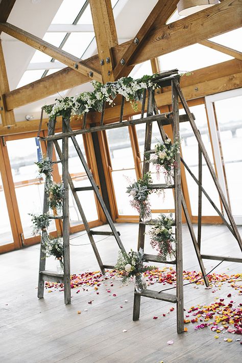 Ladder Wedding Arch, Ladder Wedding, Barwon Heads, Caravan Bar, One Day Bridal, Vintage Caravan, Bridal Wedding Dress, Blanket Ladder, Polka Dot Wedding