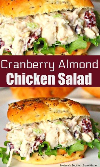 Cranberry Almond Chicken Salad Cranberry Almond Chicken Salad, Almond Chicken Salad, Sandwiches Appetizers, Cranberry Chicken Salad, Salad Kale, Poppyseed Dressing, Almond Chicken, Diy Easy Recipes, Cranberry Almond