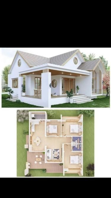 single story house plans 3 bedroom 2 bathroom , Living Dining , Kitchen , Laundry Small House Blueprints, House Floor Design, Building House Plans Designs, Sims House Plans, House Construction Plan, House Layout Plans, Model House Plan, Minimal House Design, Architectural House Plans