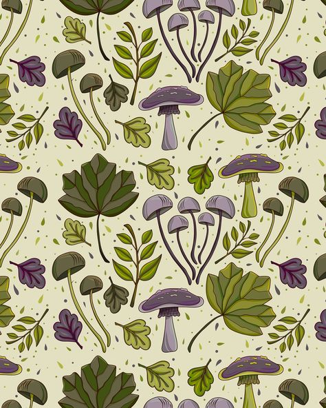 This week pattern 🍁🍂 “Autumn leaves falling down like pieces into place. And I can picture it after all these days.” #fun #colour #illustration #pattern #cute #flower #surfacedesign #fall #paint #fallpattern #autumn #autumnvibes #autumnpattern #mushrooms Autumn Pattern Design, Autumn Pattern Illustration, Fall Mushroom Wallpaper, Mushroom Background Wallpapers, Autumn Board, Mushroom Background, Autumn Leaves Falling, Colour Illustration, Mushroom Wallpaper