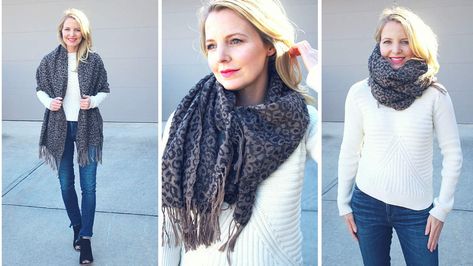 11 Ways To Wear A Rectangle Scarf - How To Wear Your Rectangle Scarf Scarf Video, How To Wear A Blanket Scarf, Scarf Wearing, Scarf Wearing Styles, Scarf Knots, Styling Tricks, Ways To Wear A Scarf, Wear A Scarf, How To Wear A Scarf