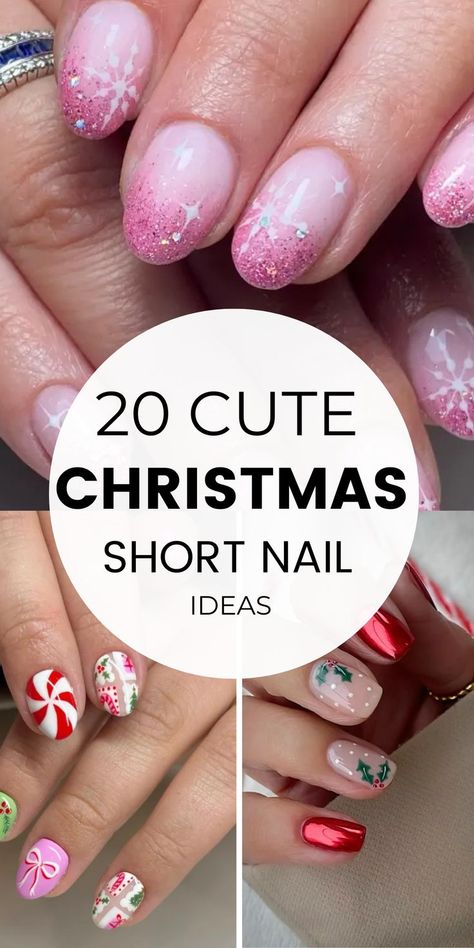 Cute Christmas Nails Christmas Short Nail Ideas, Christmas Short Nail, Cute Christmas Nail Designs, Easy Christmas Nail Art, Try Square, Christmas Candy Easy, Short Nail Ideas, Christmas Nail Art Easy, Nail Art For Short Nails