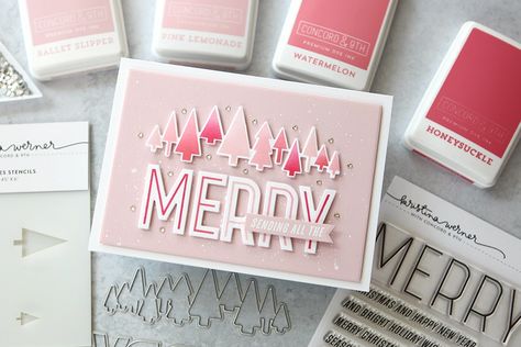 Introducing a brand new product line from Kristina Werner - CZ Design Kristina Werner, Tree Stencil, Artist Card, Scrapbook Tutorial, Concord And 9th, Christmas Messages, Are You Okay, Christmas Holiday Cards, Christmas Makes