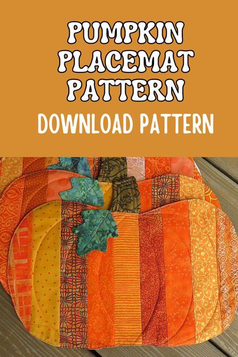 Download this charming pumpkin placemat pattern for fall. Easy Placemats, Quilted Placemat Patterns, Halloween Sewing Projects, Fall Sewing Projects, Fall Quilt Patterns, Quilted Table Runners Christmas, Fall Placemats, Diy Placemats, Thanksgiving Placemats