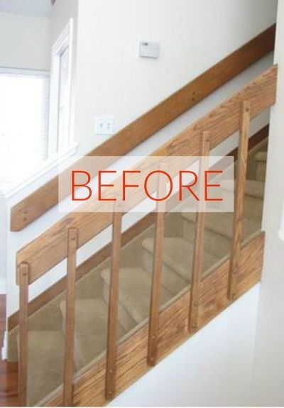 Banister Makeovers Look AH-mazing: Seriously, AH-mazing Diy Staircase Railing, Stairway Railing Ideas, Stairway Makeover, Banister Remodel, Indoor Stair Railing, Stair Railing Makeover, Diy Stair Railing, Loft Railing, Farmhouse Stairs