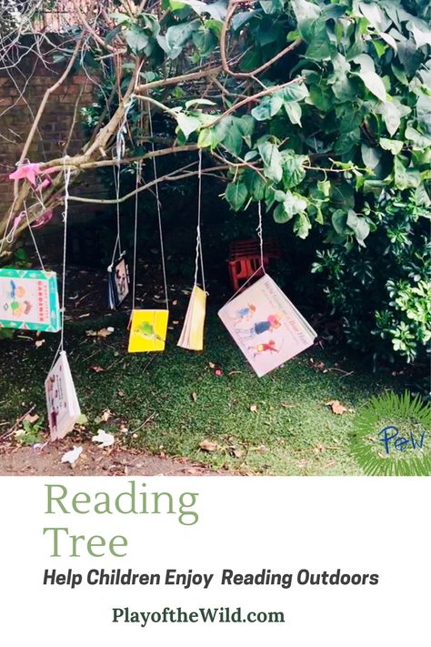 Setting up an outdoor reading environment. See playofthewild.com #readingoutdoors #readingoutside #eyfsoutdoors #eyfsoutdoorsetup #preschooloutside #preschooloutdoors #teachingideas #outdoorclassroom #learningoutside #school #preschool #eyfs #learningoutside #literacy #reading #tree Forest School Reading Area, Eyfs Outdoor Reading Shed, Ks2 Outdoor Learning, Eyfs Outdoor Reading Area, Literacy Outdoors Early Years, Reading Garden Eyfs, Outdoor Literacy Ideas Eyfs, Forest School Areas, Forest School Eyfs