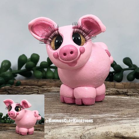 Polymer Clay Characters, Polymer Clay Figurines, Clay Characters, Clay Figurines, Pig Cake, Adoption Certificate, Clay Figurine, Jewelry Pendants, Pigs