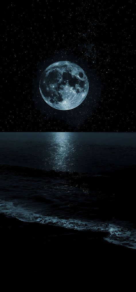 Night Sky Aesthetic Stars And Moon, Moon And Stars Wallpaper Iphone, Blue Moon Wallpaper Iphone, Moon Asthetics Photos, Moon Water Aesthetic, Moon Space Aesthetic, Moon 4k Wallpaper, Blue Night Wallpaper, 8d Wallpaper Hd