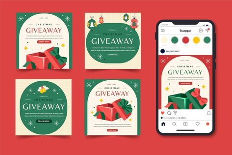 Christmas Giveaway Graphic, Social Media Giveaway Post Design, Promotion Template Design, Christmas Instagram Post Design, Instagram Christmas Post, 12 Days Of Christmas Social Media Ideas, Instagram Giveaway Post Ideas, Christmas Giveaway Post, Christmas Instagram Post Ideas