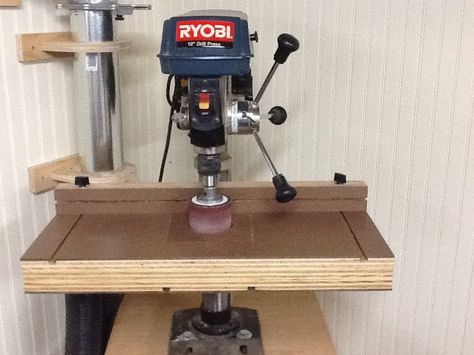 Build the Ultimate Drill Press Table Woodworking Drill Press, Woodworking 101, Drill Press Stand, Press Table, Drill Press Table, Woodworking Garage, Workshop Tools, Tool Stand, Stand Ideas