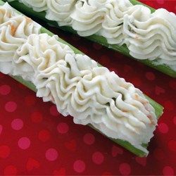 Grandma's Stuffed Celery - Allrecipes.com    *Note to self: could add chopped walnuts as well; (allergic to celery, so maybe as a dip w/crackers for me) Celery Recipe, Stuffed Celery, Party Mix Snacks, Spring Appetizers, Celery Recipes, Thanksgiving Cooking, Appetizer Trays, Most Popular Recipes, Retro Recipes