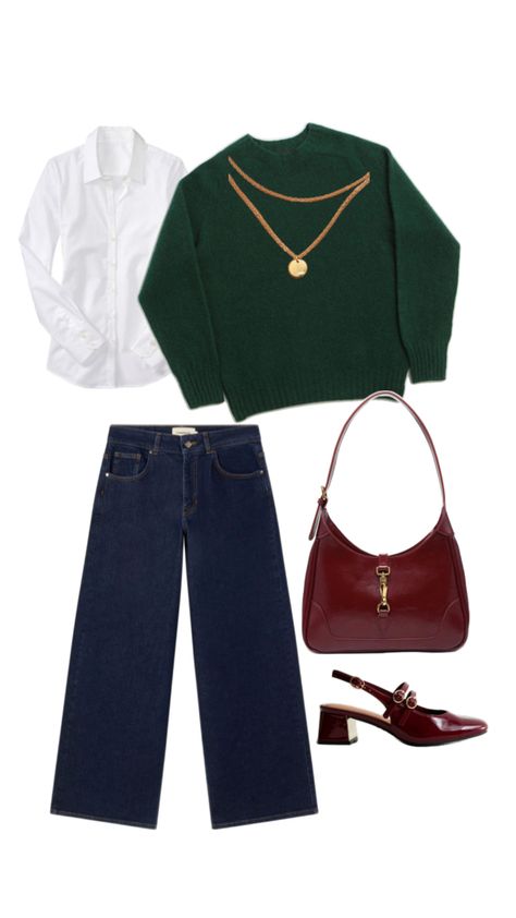 Burgundy/ Red, white, blue, forest green outfit idea Dark Green Outfit Aesthetic, Green Aesthetic Outfits, Pull Outfit, Colombia Clothes, Dark Green Outfit, Green Outfit Aesthetic, Green Pants Outfit, Dark Green Pants, Dark Green Aesthetic