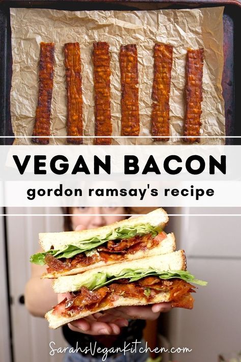 Vegan Blt, Gordon Ramsay Vegan Recipes, Tofu Bacon Recipe, Vegan Mushroom Bacon Recipe, Vegan Mushroom Bacon, Vegan Tofu Bacon, Vegan Bacon Recipe, Vegan Tempeh Bacon, Vegan Blt Sandwich