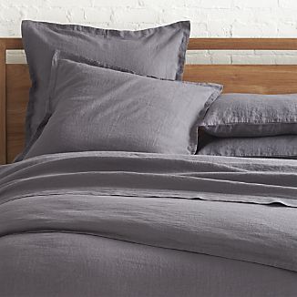 Lino Dark Grey Linen Duvet Covers and Pillow Shams